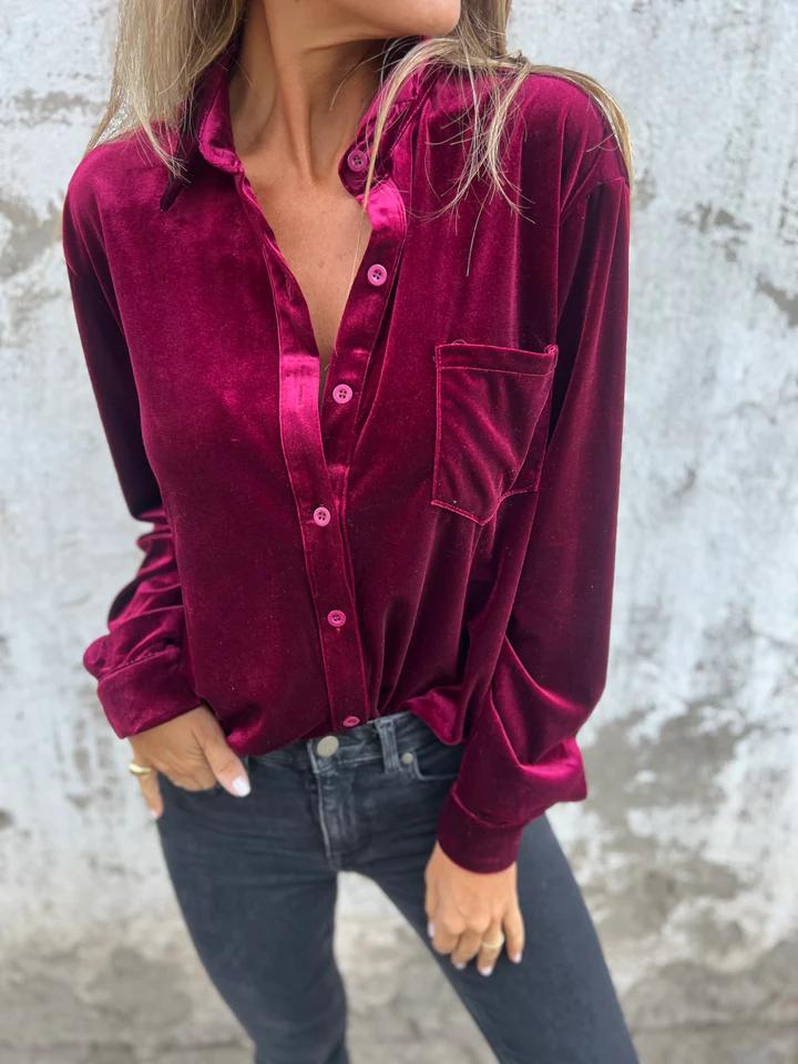 Catherine - Elegant Velvet Blouse